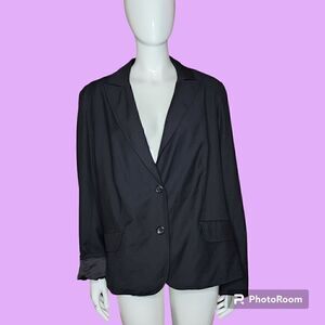 18W 20W Womens Plussize Blazer Black Long Sleeve Stretch Lined Button Classic